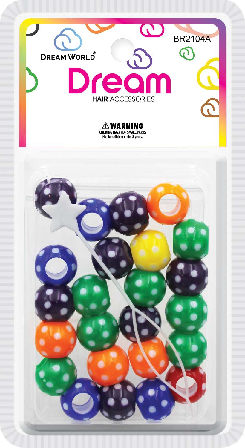 DRAEM BEAD DOTS 15MM ASST 24P