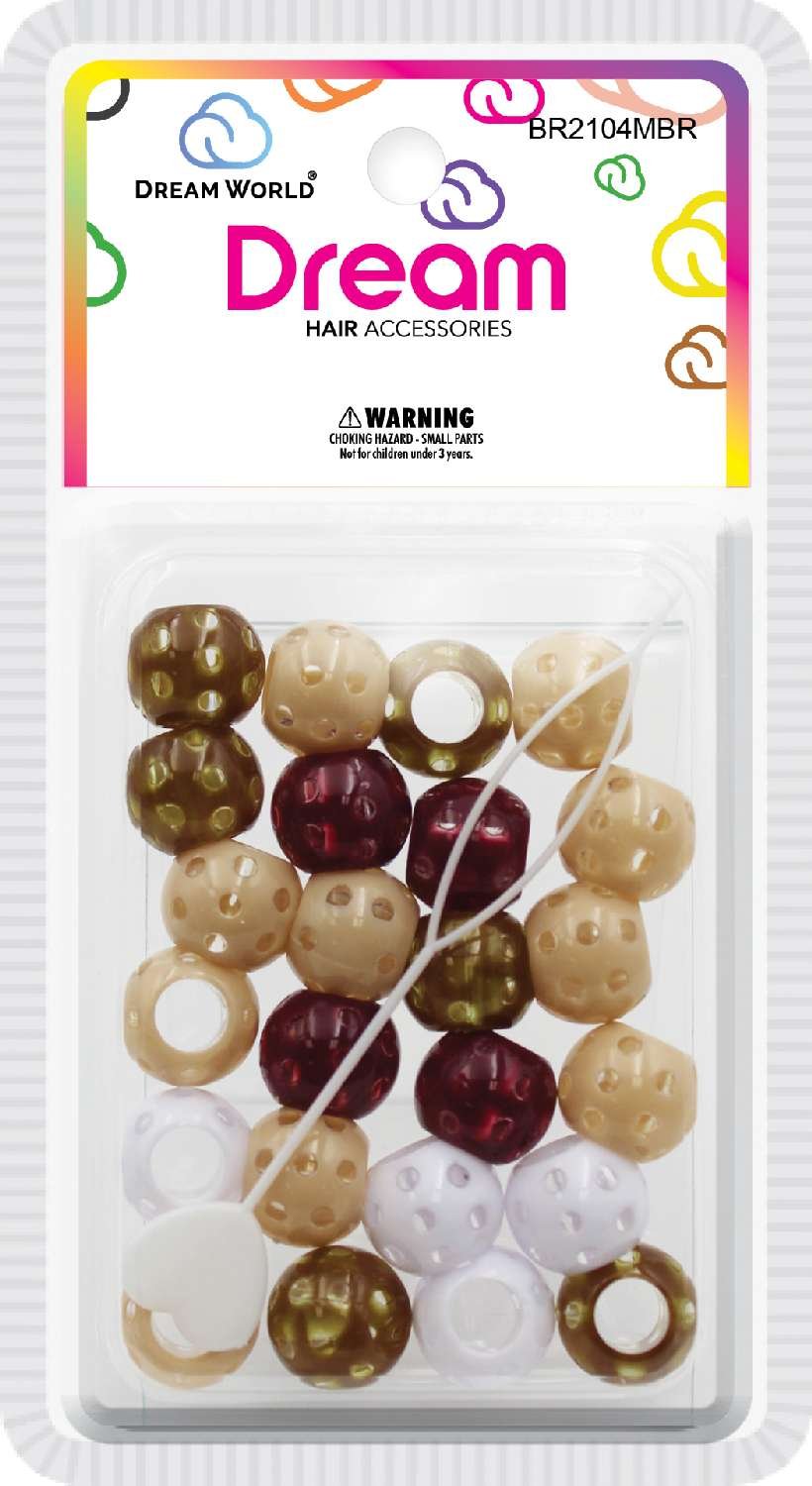 DREAM BEAD DOTS 15MM  24P MIX BROWN