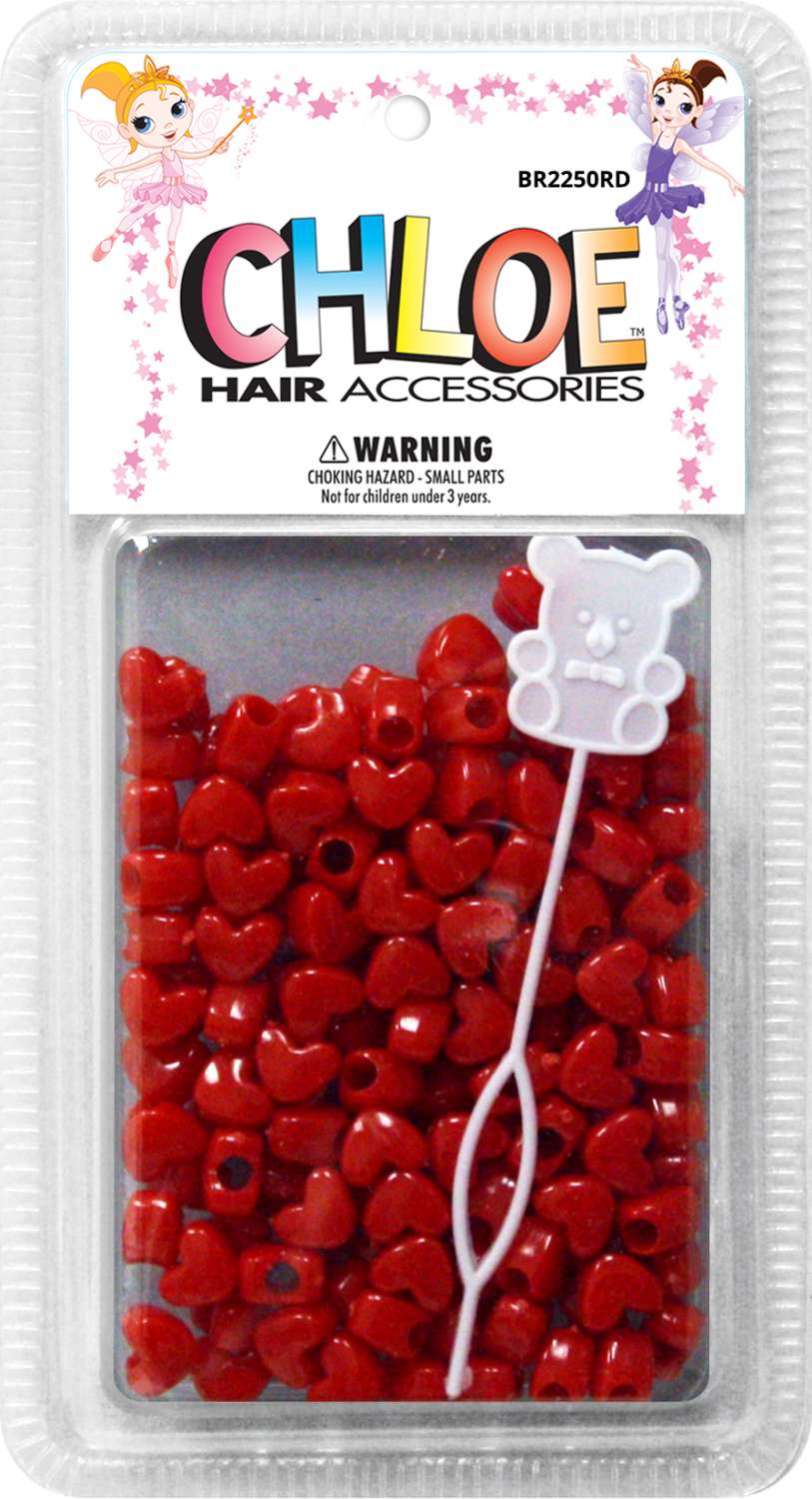 CHLOE BEAD HEART REG  RED