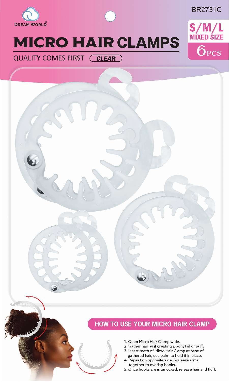 DREAM HAIR CLAMPS MICRO CLEAR [2DZ/BX]