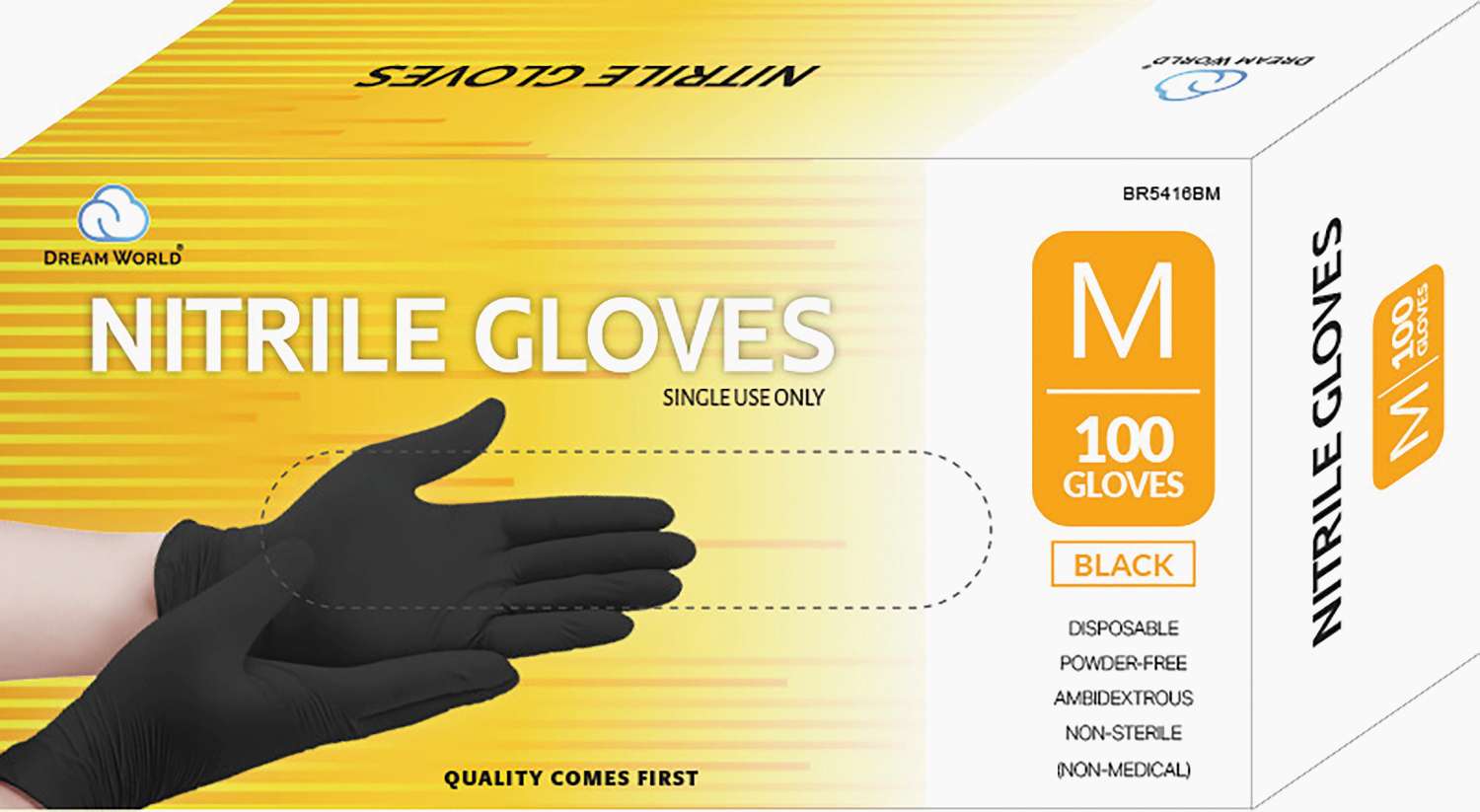 DREAM GLOVES NITRILE 100PC/BX BLACK