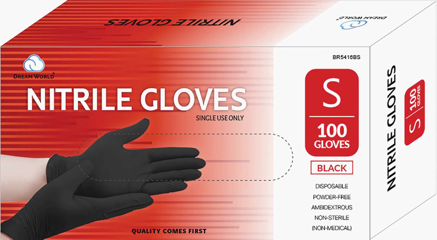 DREAM GLOVES NITRILE 100PC/BX BLACK