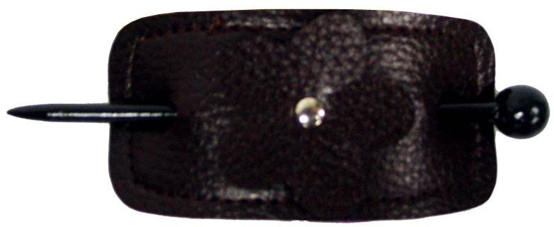 BRF HAIR STICK LEATHER RECTANGLE DARK BROWN