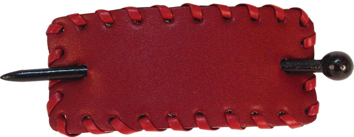 BRF HAIR STICK LEATHER RECTANGLE RED