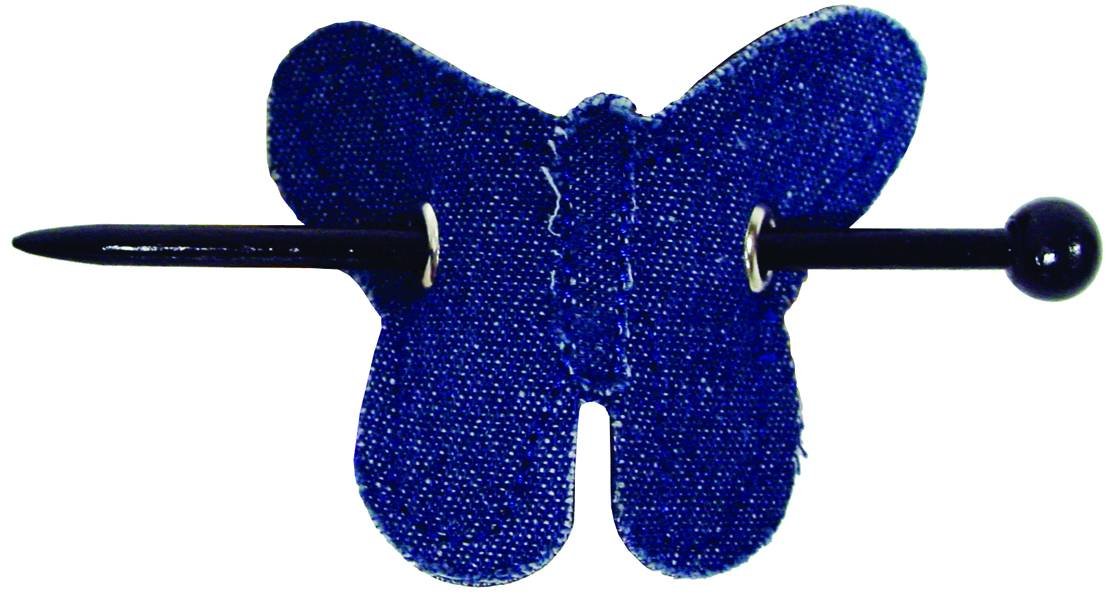 BRF HAIR STICK LEATHER BUTTERFLY BLUE