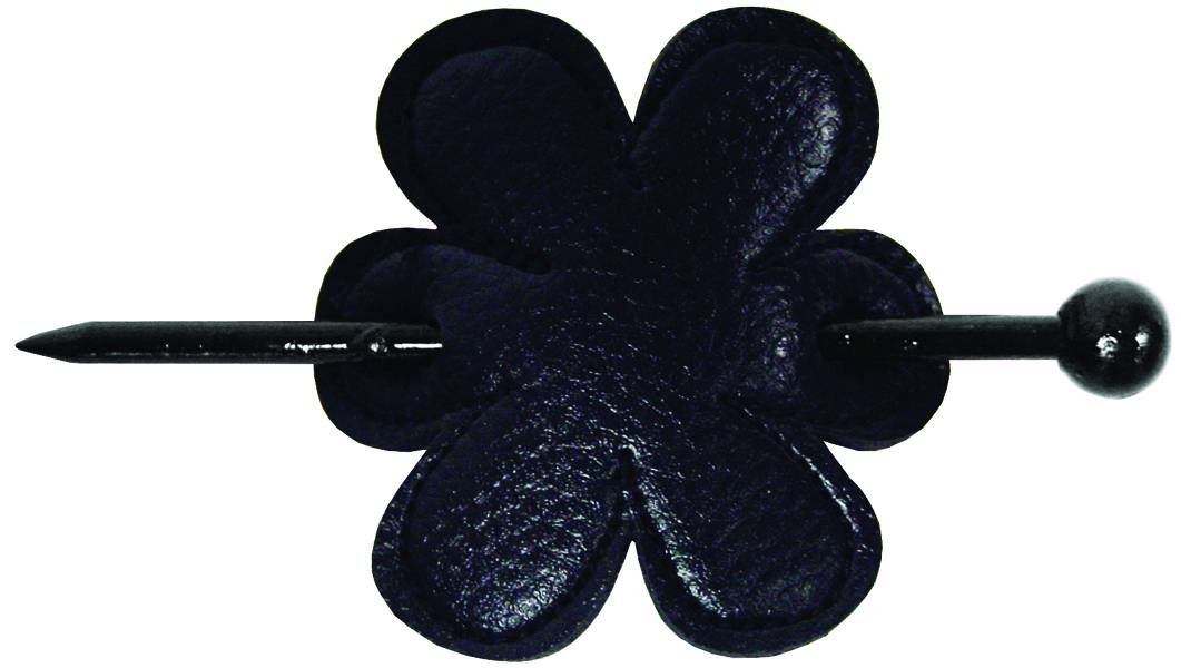 BRF HAIR STICK LEATHER FLOWER BLACK