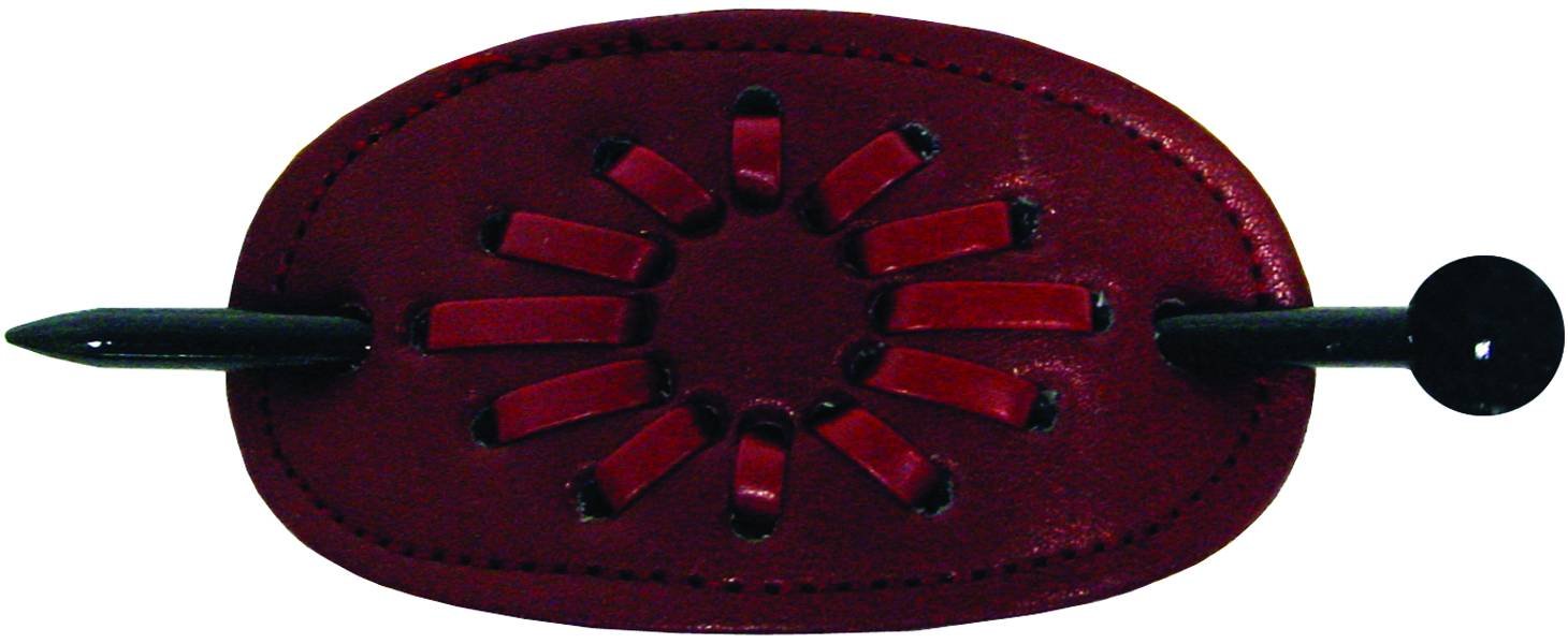 BRF HAIR STICK LEATHER OVAL BURGUNDY