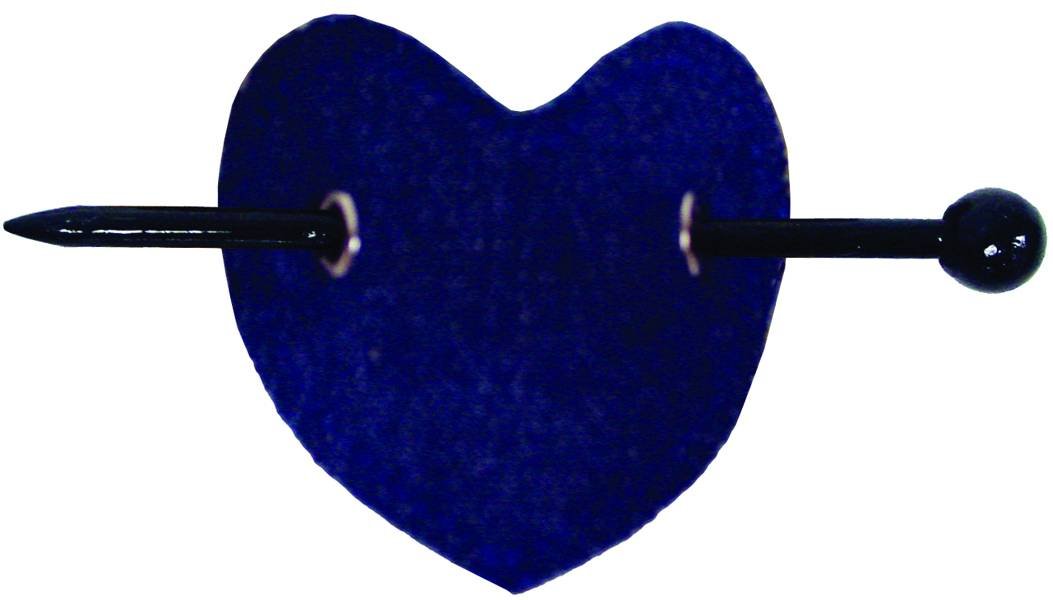 BRF HAIR STICK LEATHER HEART BLUE