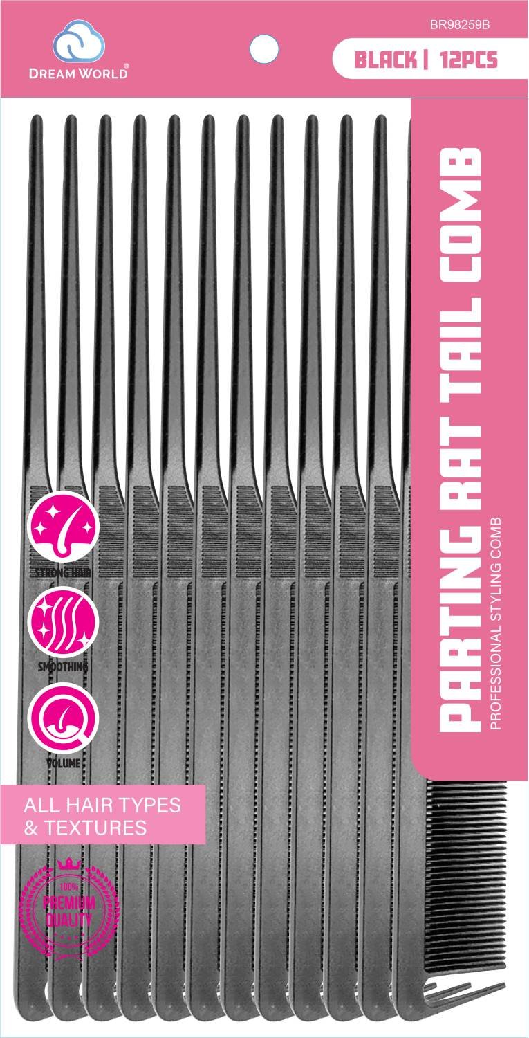 DREAM COMB BULK PARTING RAT TAIL 12PC