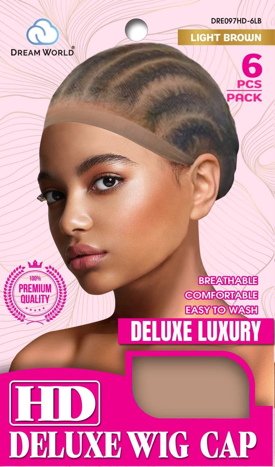 DREAM W-WIG CAP HD 6PC L.BROWN