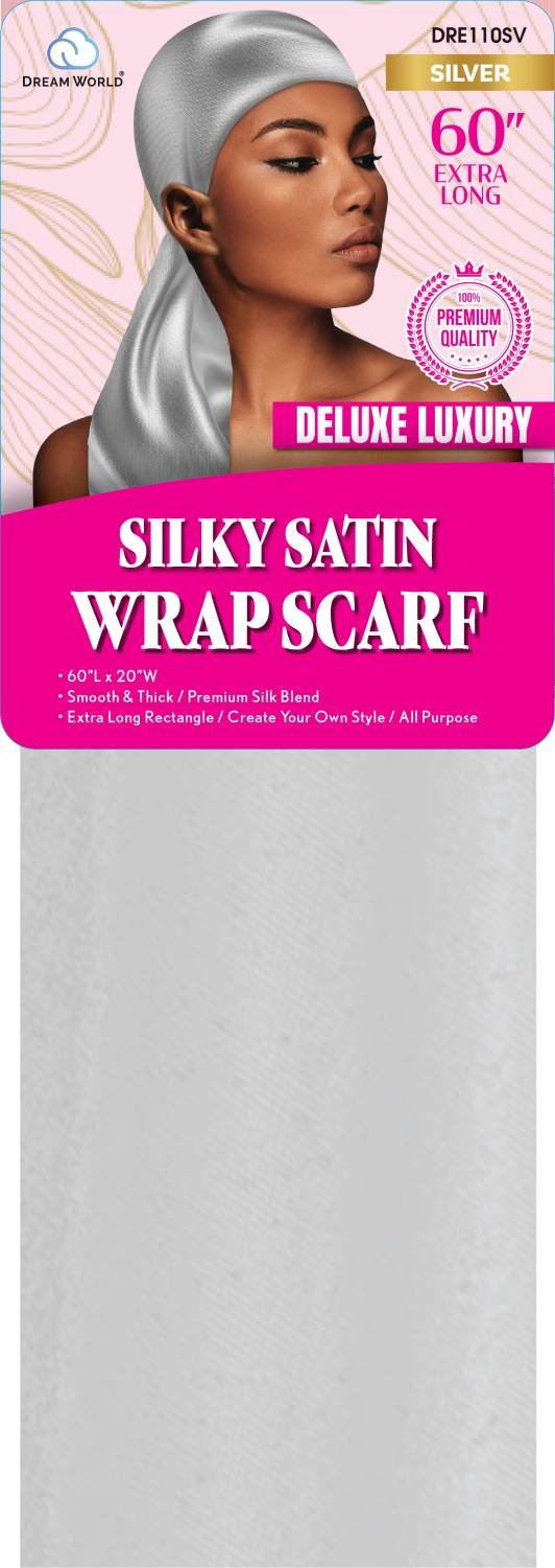 DREAM W-SATIN SILKY SCARF SILVER