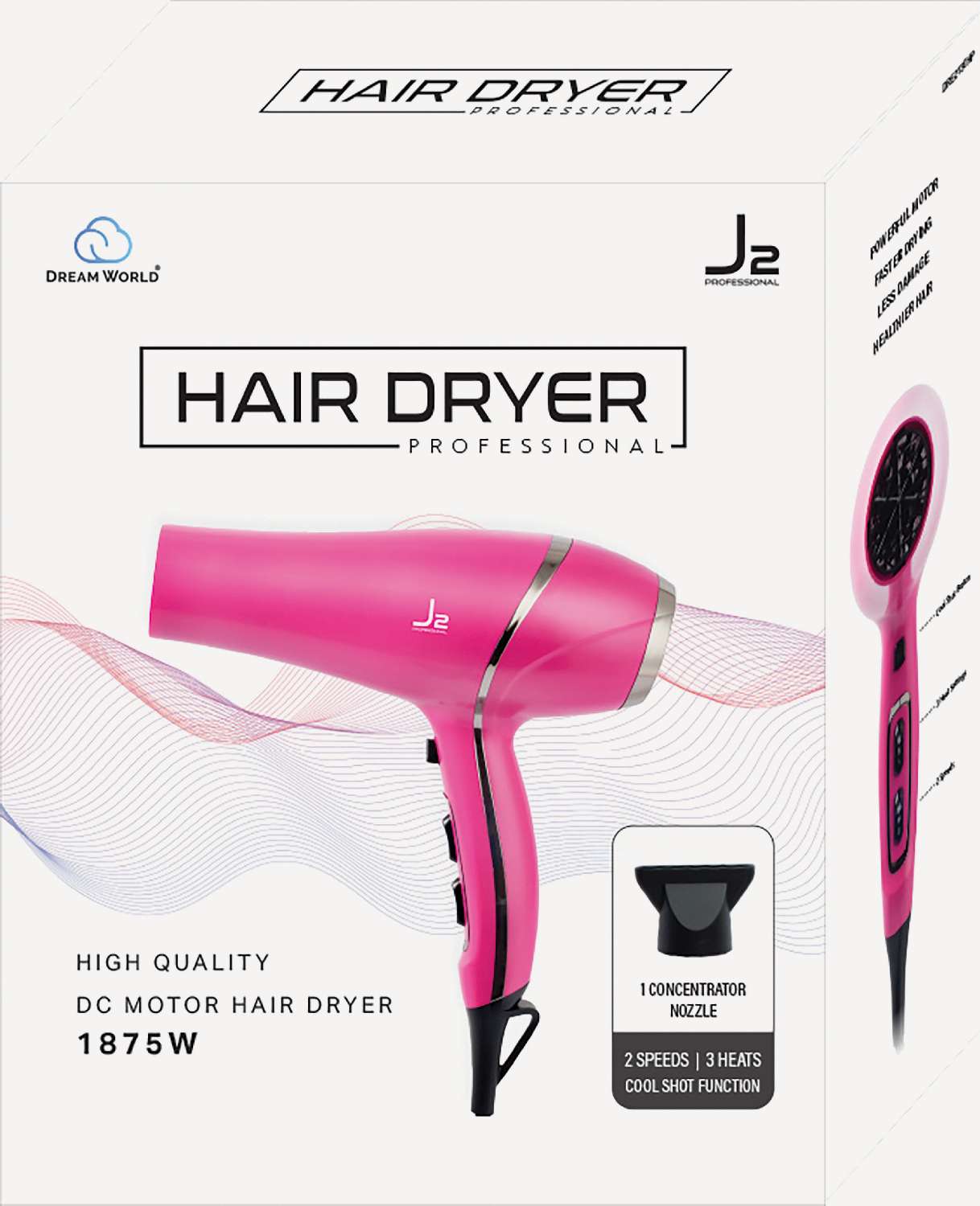 J2 H/T DRYER DC MOTOR HOT PINK