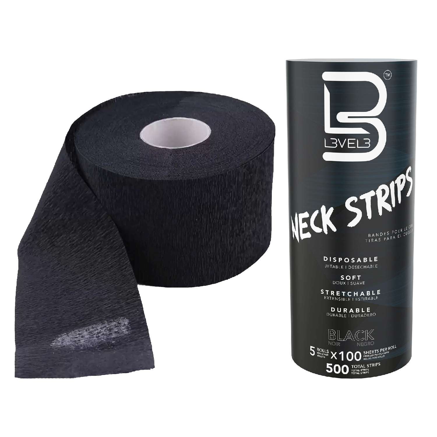 L3VEL3 5 ROLLS NECK PAPER 100PC [BLACK]
