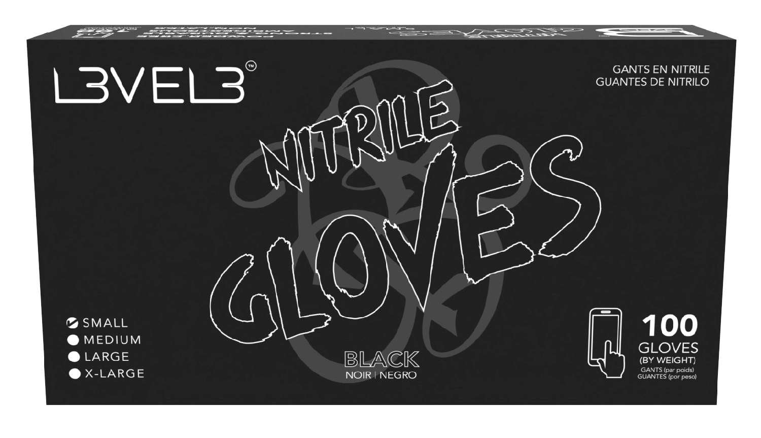 LEVEL3 NITRILE GLOVES BLACK [SMALL]