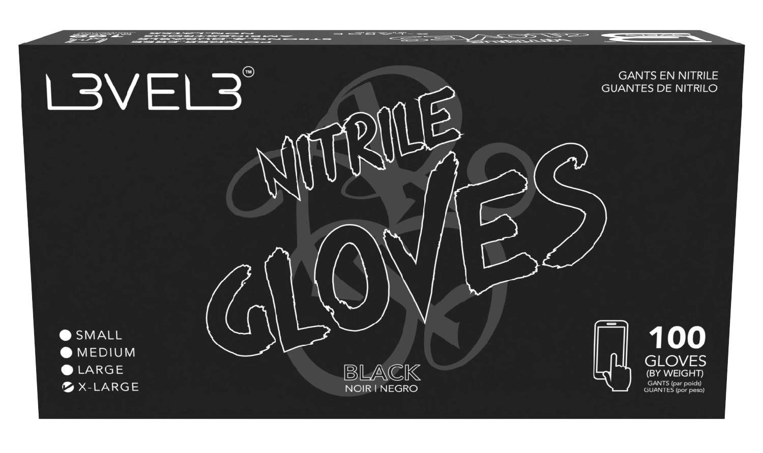 LEVEL3 NITRILE GLOVES BLACK [X-LARGE]