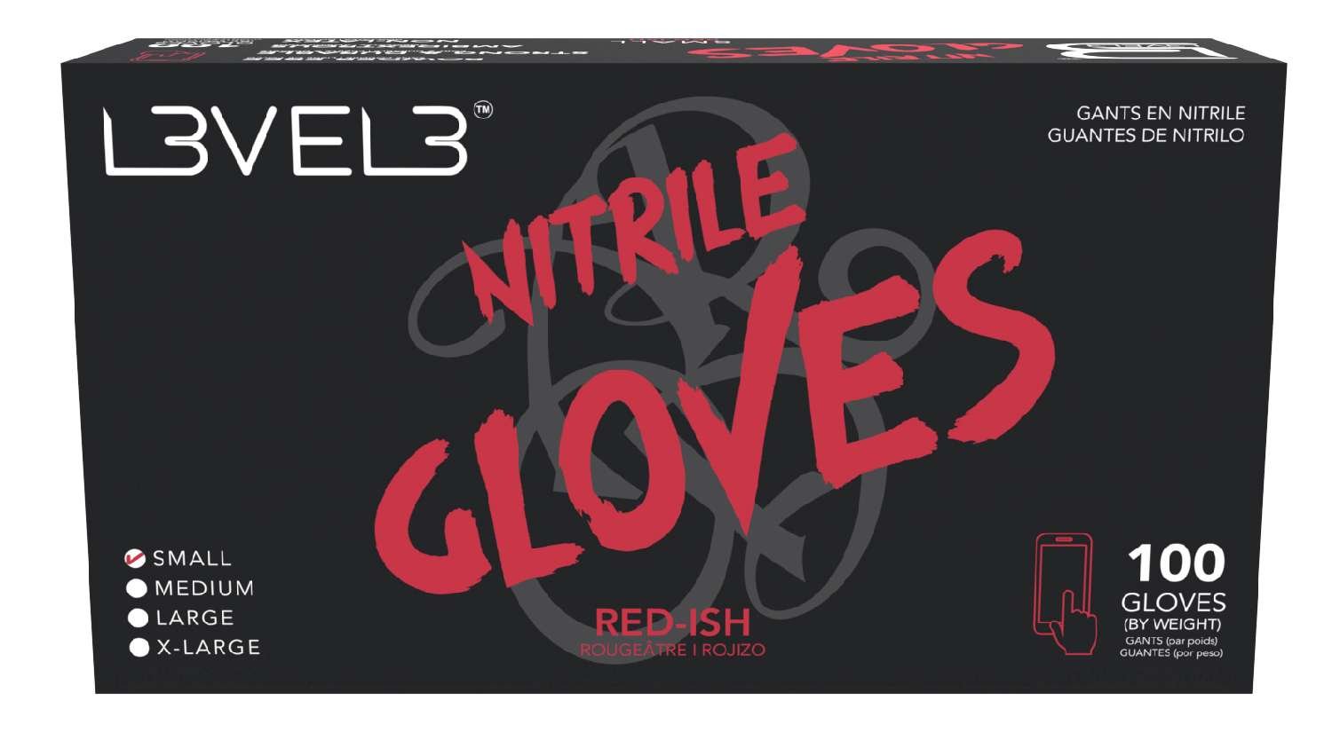 LEVEL3 NITRILE GLOVES RED [SMALL]