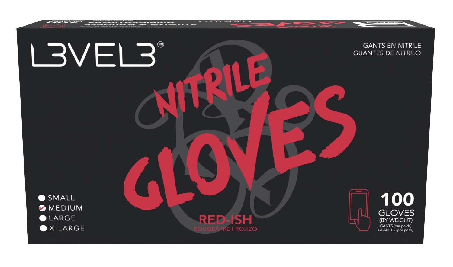 LEVEL3 NITRILE GLOVES RED [MEDIUM]