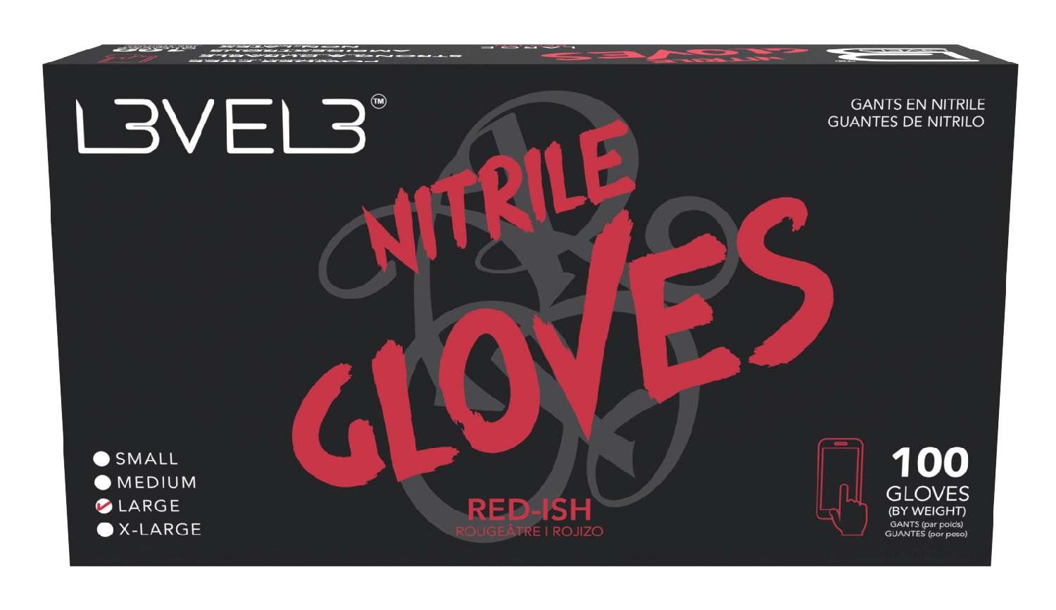 LEVEL3 NITRILE GLOVES RED [LARGE]