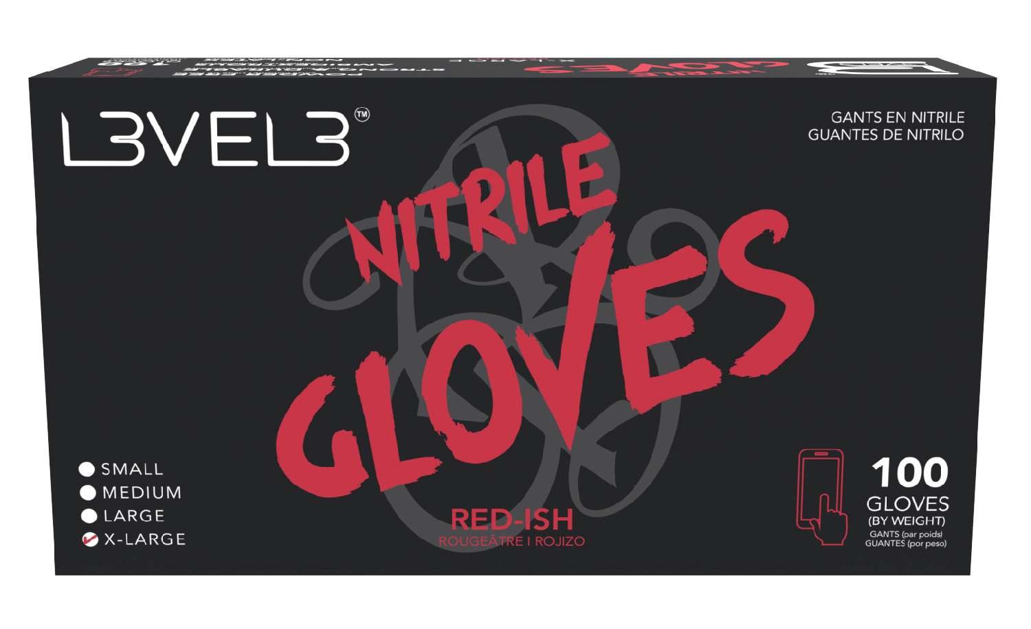 LEVEL3 NITRILE GLOVES RED [X-LARGE]