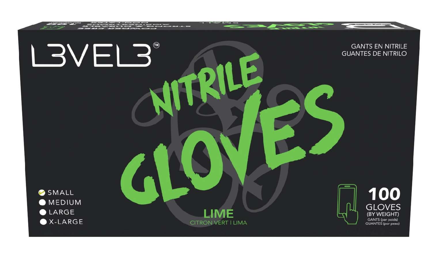 LEVEL3 NITRILE GLOVES LIME [SMALL]