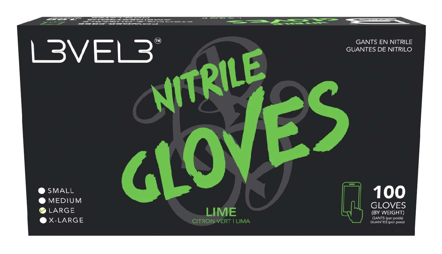 LEVEL3 NITRILE GLOVES LIME [LARGE]