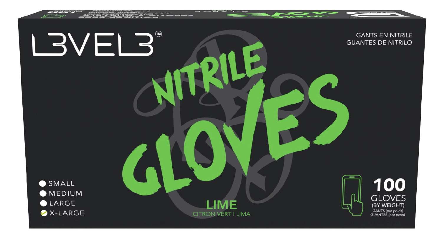 LEVEL3 NITRILE GLOVES LIME [X-LARGE]