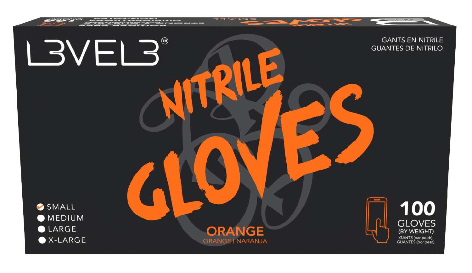 LEVEL3 NITRILE GLOVES ORANGE [SMALL]