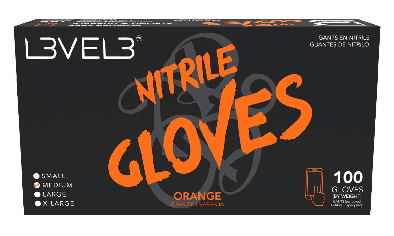 LEVEL3 NITRILE GLOVES ORANGE [MEDIUM]