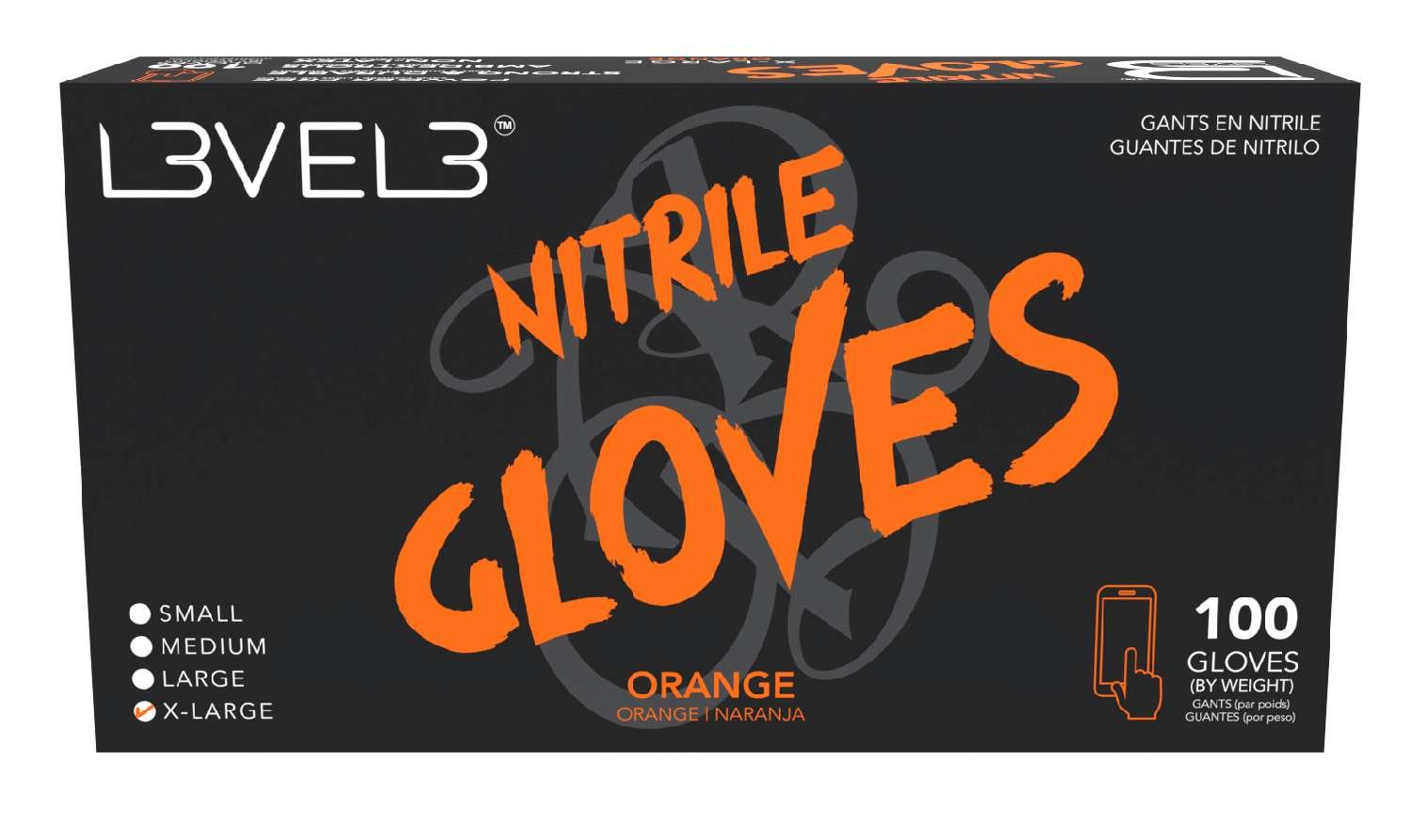 LEVEL3 NITRILE GLOVES ORANGE [X-LARGE]